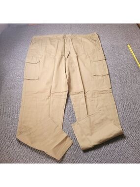 Boulder Creek Cargo Pants Mens 54 Big Tall Khaki Elastic LL Chino Tan Beige